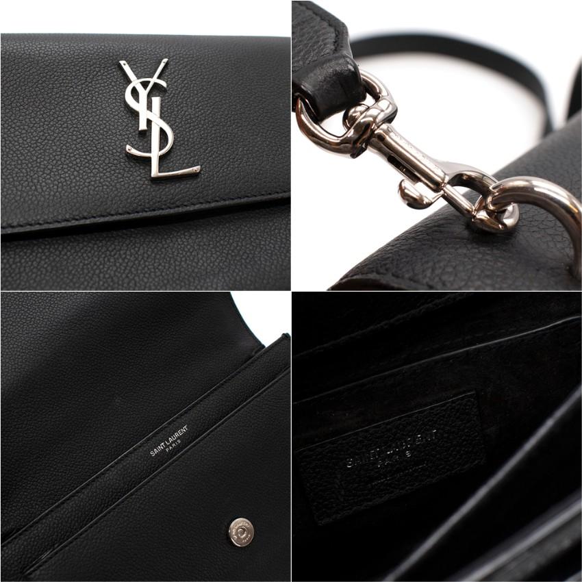 Saint Laurent Black Leather Medium Sunset Satchel Bag For Sale 4