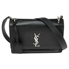 Saint Laurent Black Leather Medium Sunset Shoulder Bag