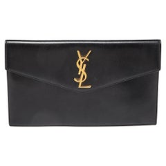 Saint Laurent Black Leather Medium Uptown Clutch