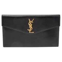 Saint Laurent Black Leather Medium Uptown Clutch
