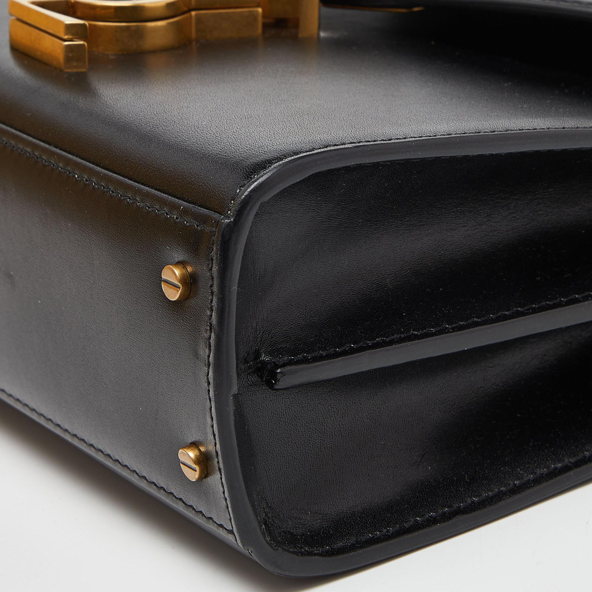 Saint Laurent Black Leather Mini Cassandra Top Handle Bag 11