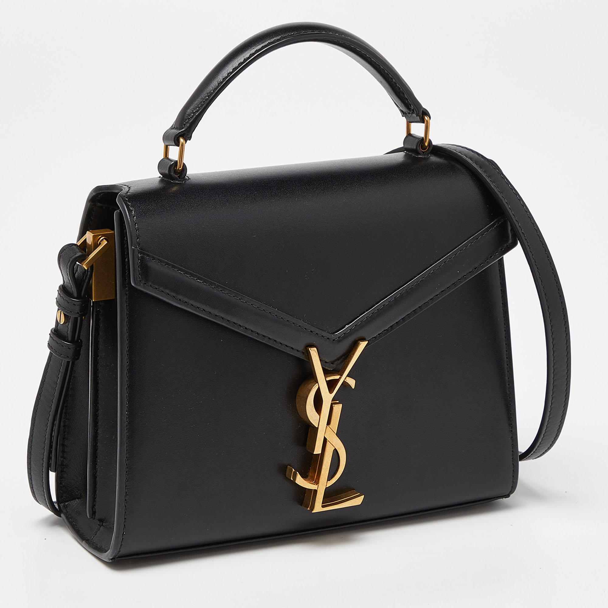Women's Saint Laurent Black Leather Mini Cassandra Top Handle Bag