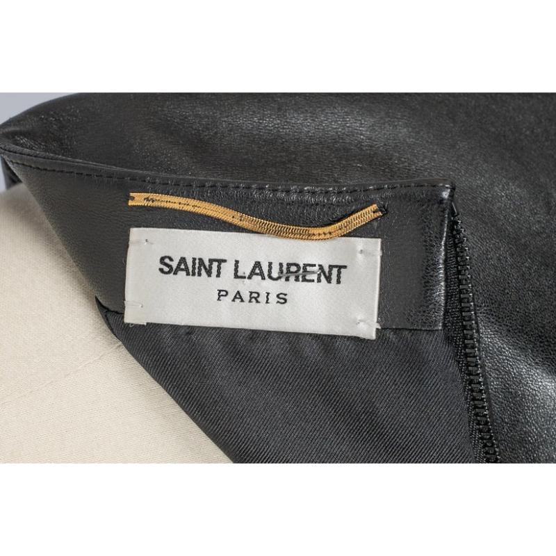 Saint Laurent Black Leather Mini Skirt Fall, 2018 For Sale 6