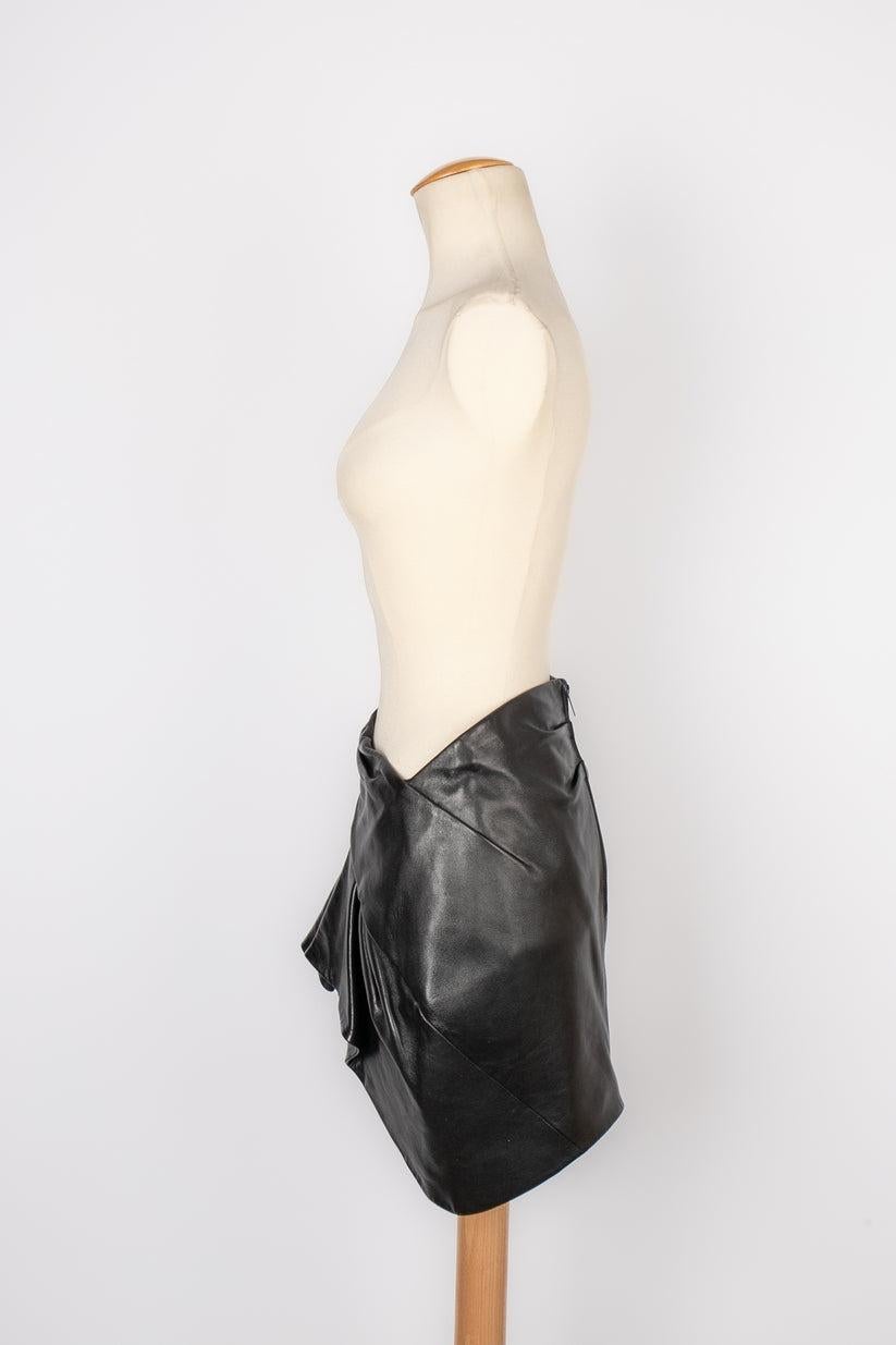 Women's Saint Laurent Black Leather Mini Skirt Fall, 2018 For Sale