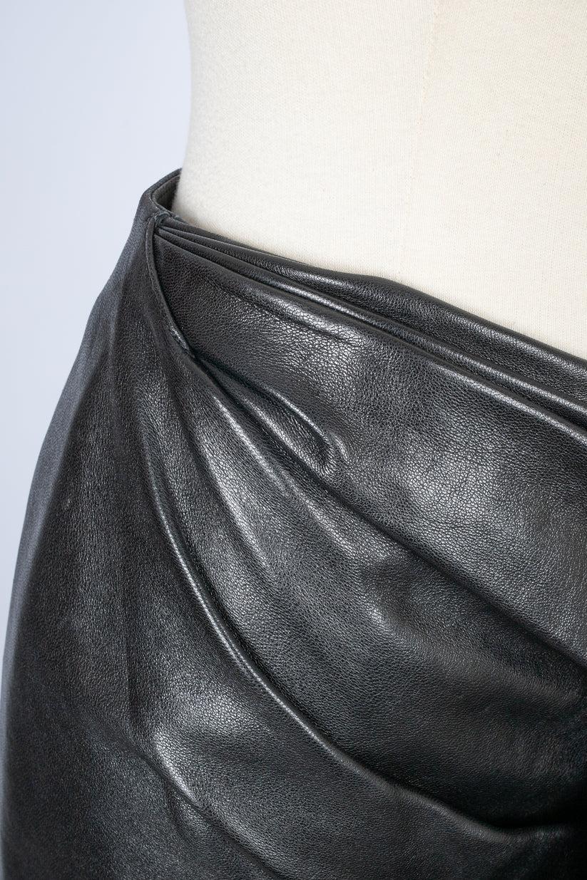 Saint Laurent Black Leather Mini Skirt Fall, 2018 For Sale 1
