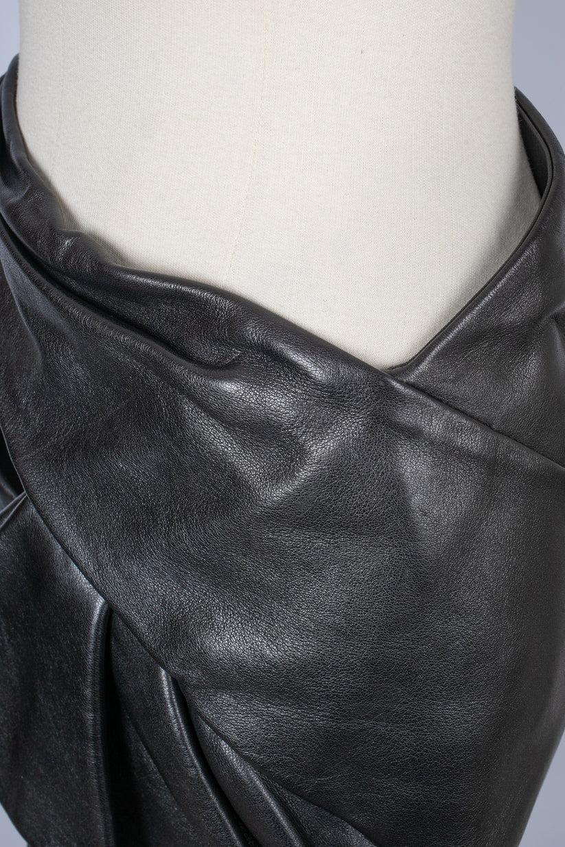 Saint Laurent Black Leather Mini Skirt Fall, 2018 For Sale 2