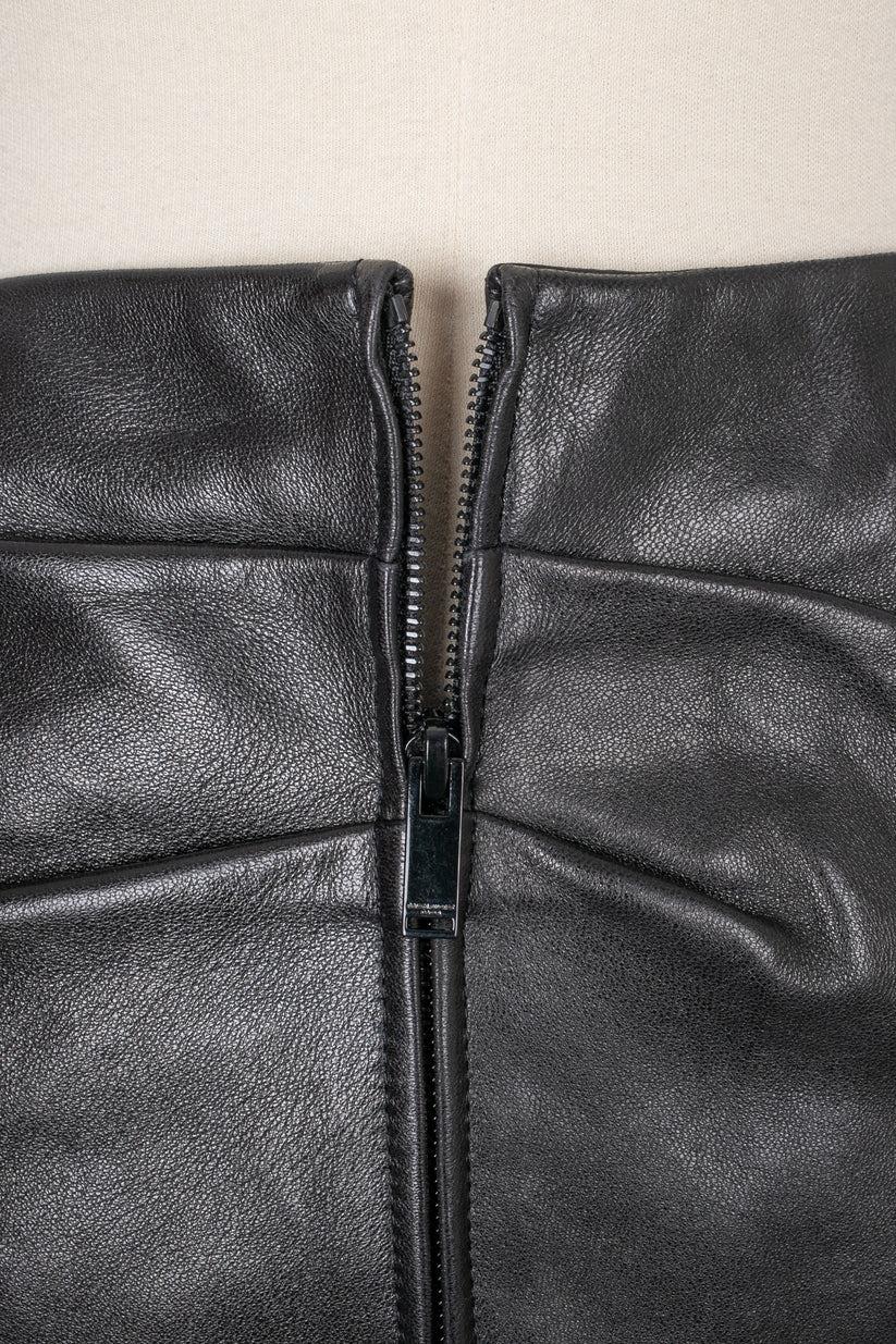 Saint Laurent Black Leather Mini Skirt Fall, 2018 For Sale 3