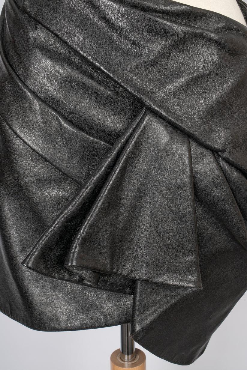 Saint Laurent Black Leather Mini Skirt Fall, 2018 For Sale 4