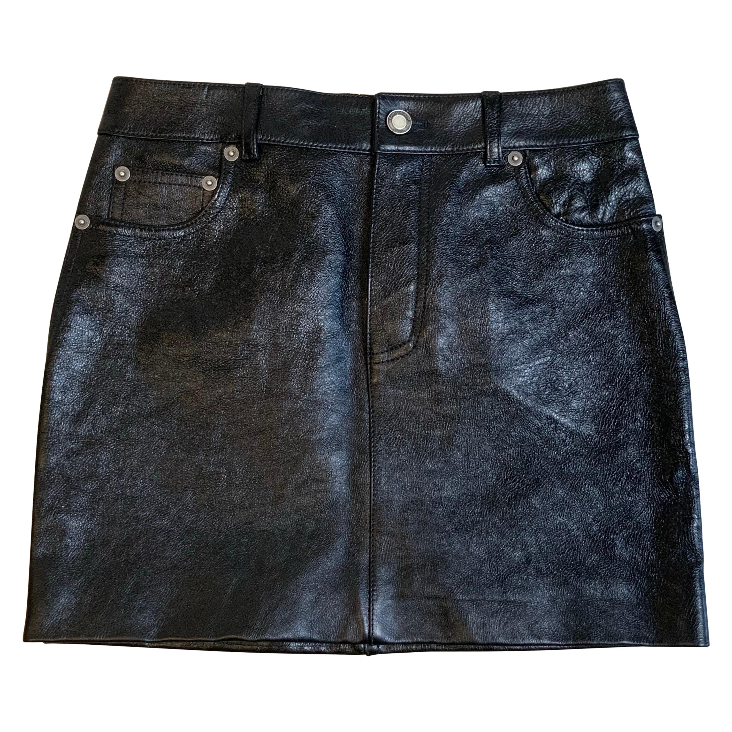 Saint Laurent Schwarzer Lederminirock aus Leder