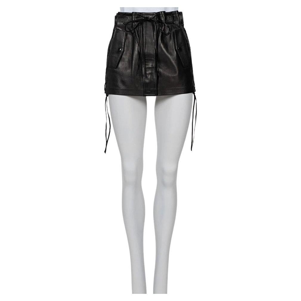 Saint Laurent Black Leather Mini Skirt - Size FR36 / S