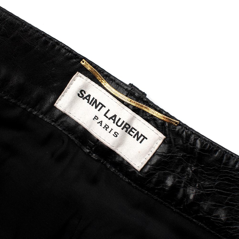 Women's or Men's Saint Laurent Black Leather Mini Skirt - Size US 8 For Sale