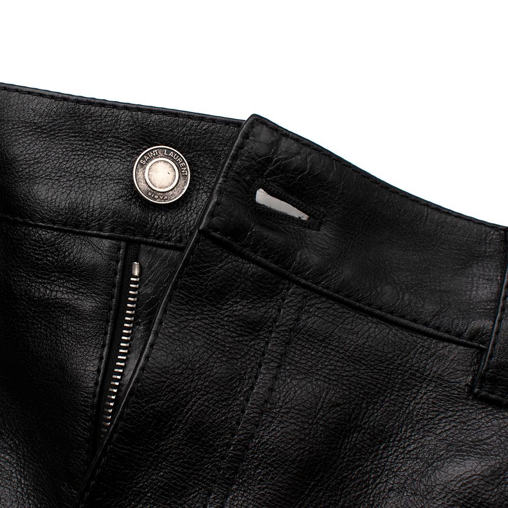 Saint Laurent Black Leather Mini Skirt - Size US 8 For Sale 1