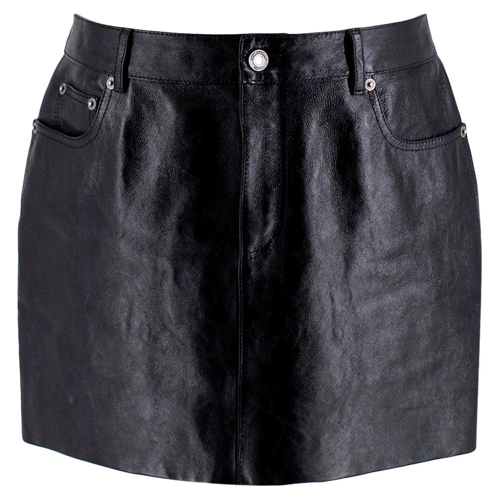 Saint Laurent Black Leather Mini Skirt - Size US 8 For Sale