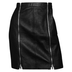 Saint Laurent Black Leather Mini Skirt w/ Zippers sz FR36