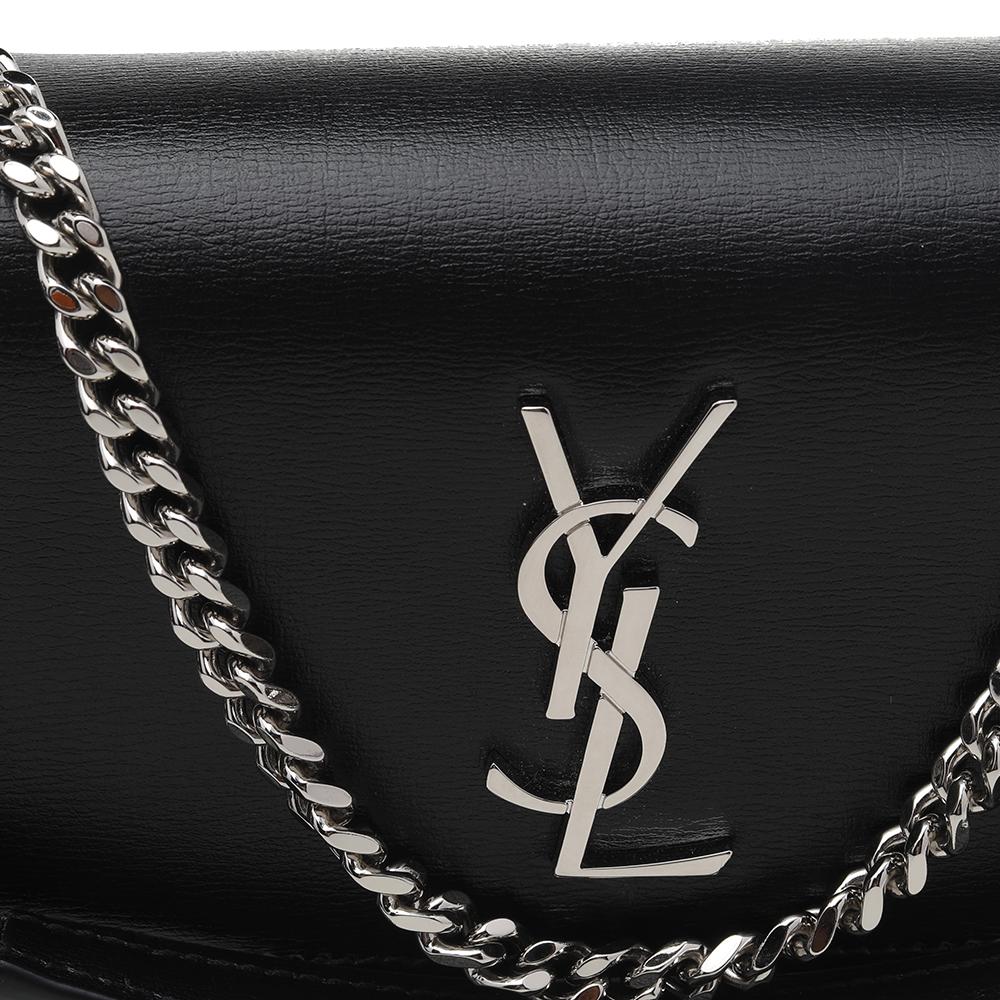 Saint Laurent Black Leather Mini Sunset Chain Bag 6