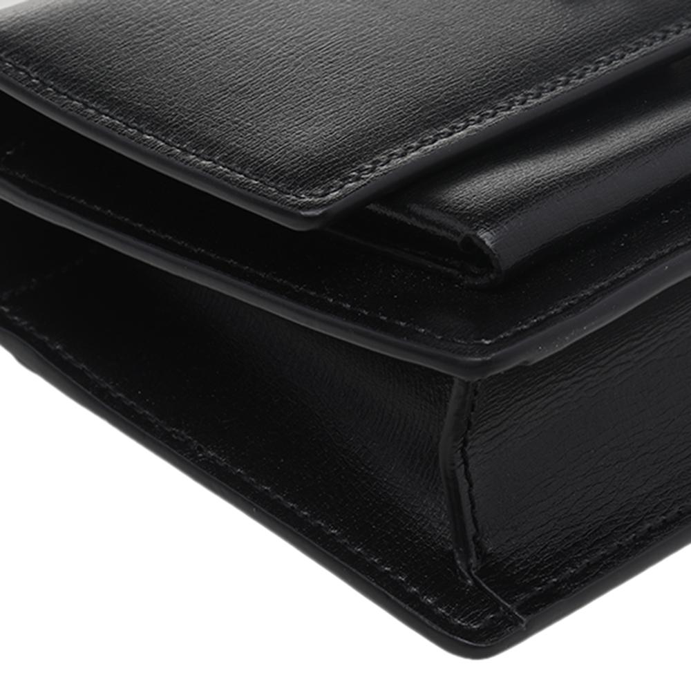 Saint Laurent Black Leather Mini Sunset Chain Bag 4