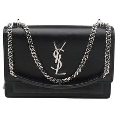 Saint Laurent Black Leather Mini Sunset Chain Bag
