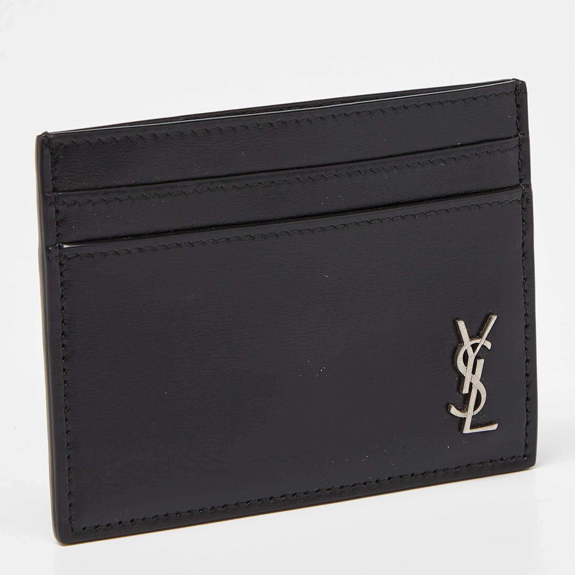 Saint Laurent Black Leather Monogram Card Holder 4