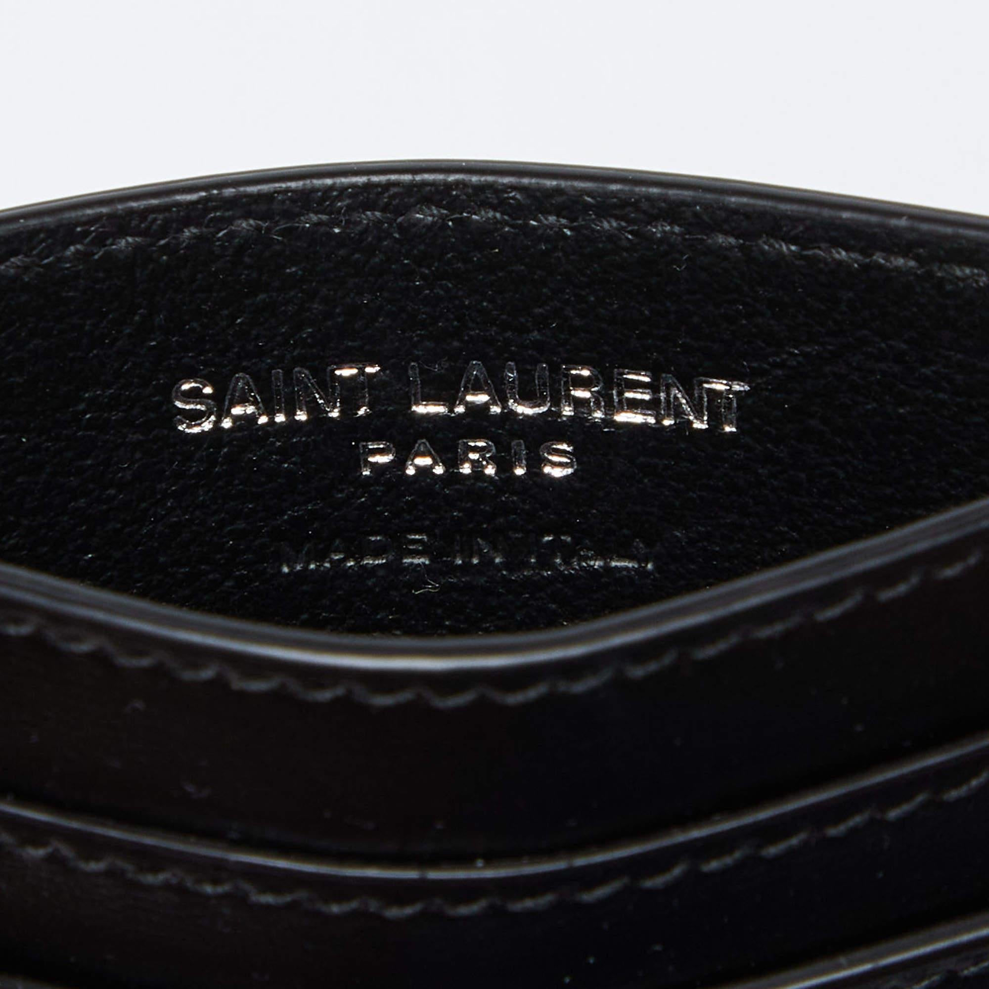 Saint Laurent Black Leather Monogram Card Holder 5