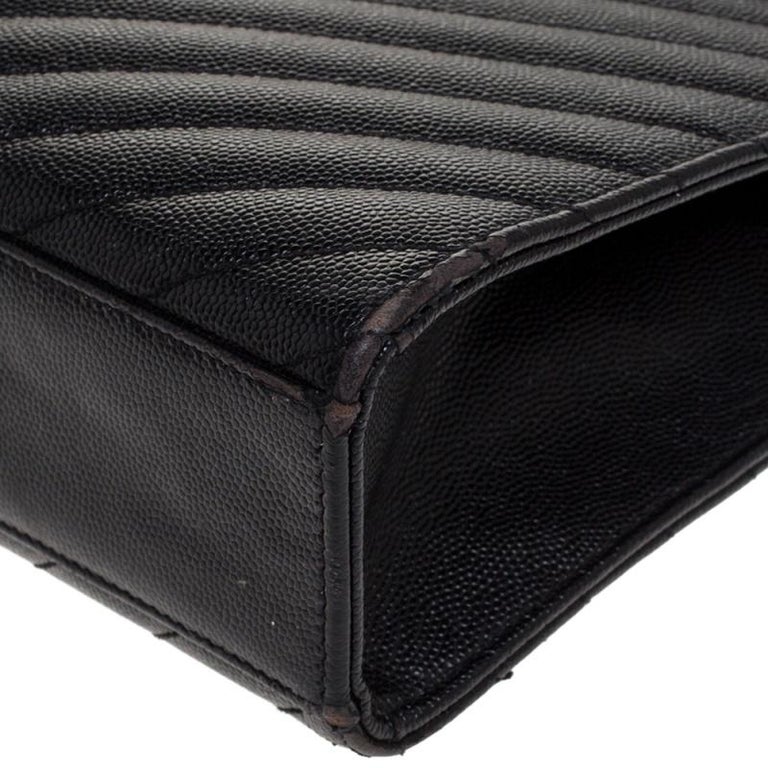 Saint Laurent Black Leather Monogram Envelope Shoulder Bag For Sale at ...