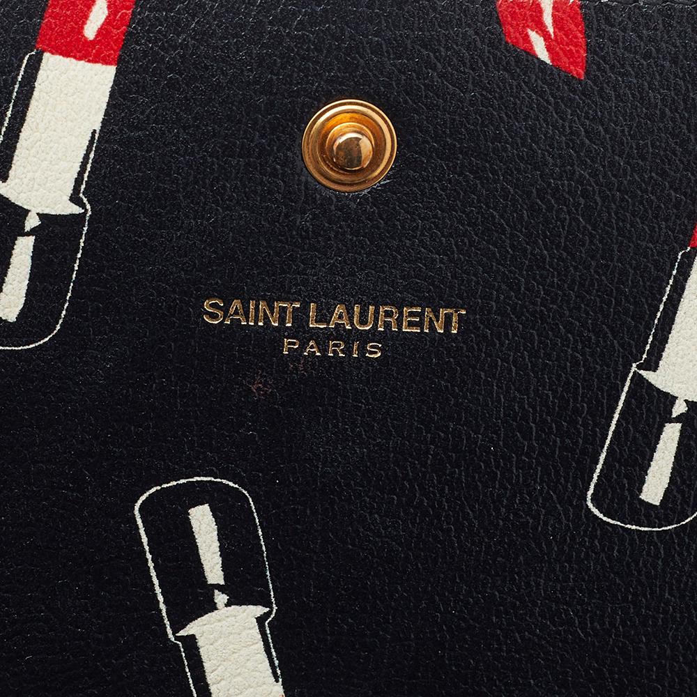 Saint Laurent Black Leather Monogram Lipstick Clutch 2