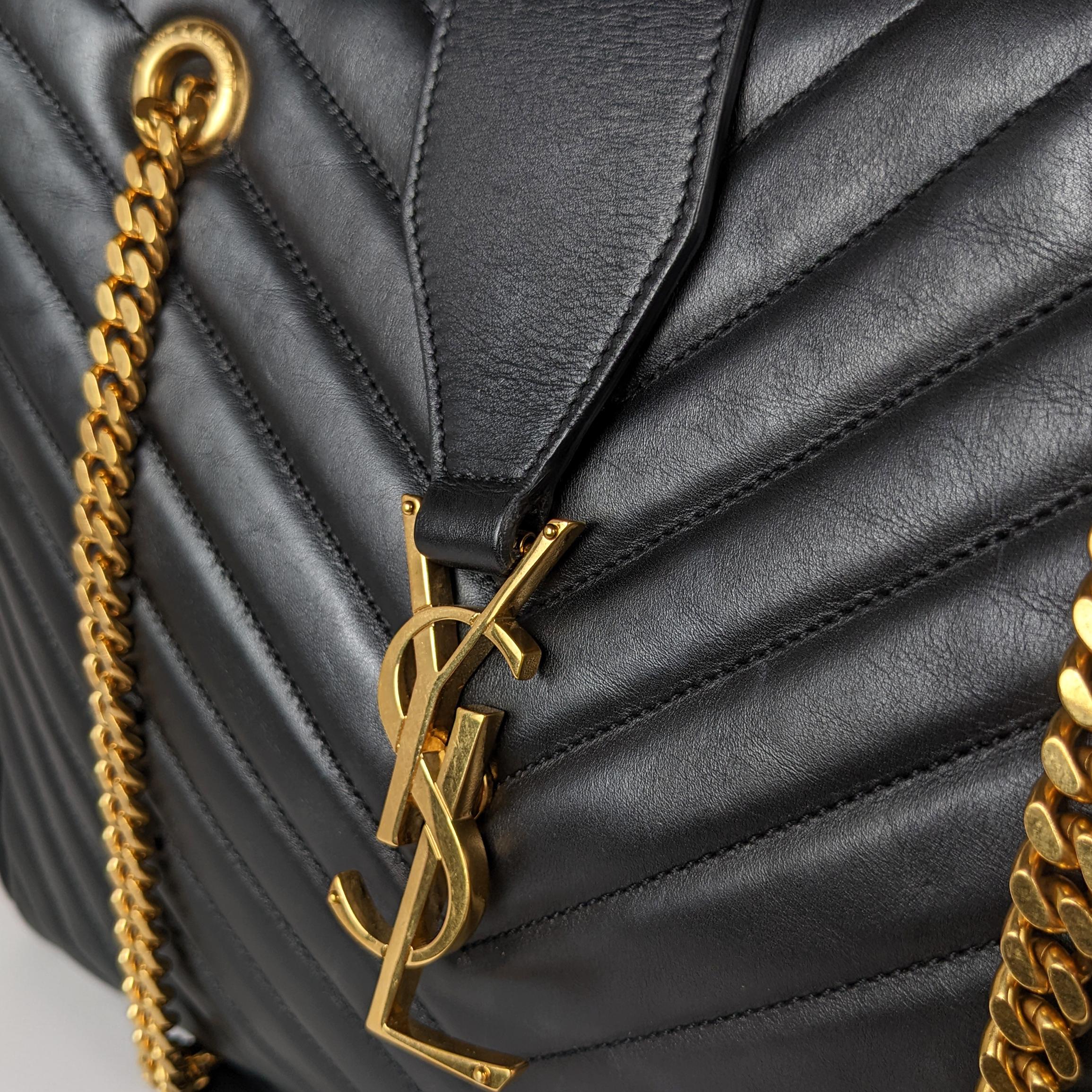 Saint Laurent Black Leather Monogram Matelasse Shopper Tote In Excellent Condition In Denver, CO