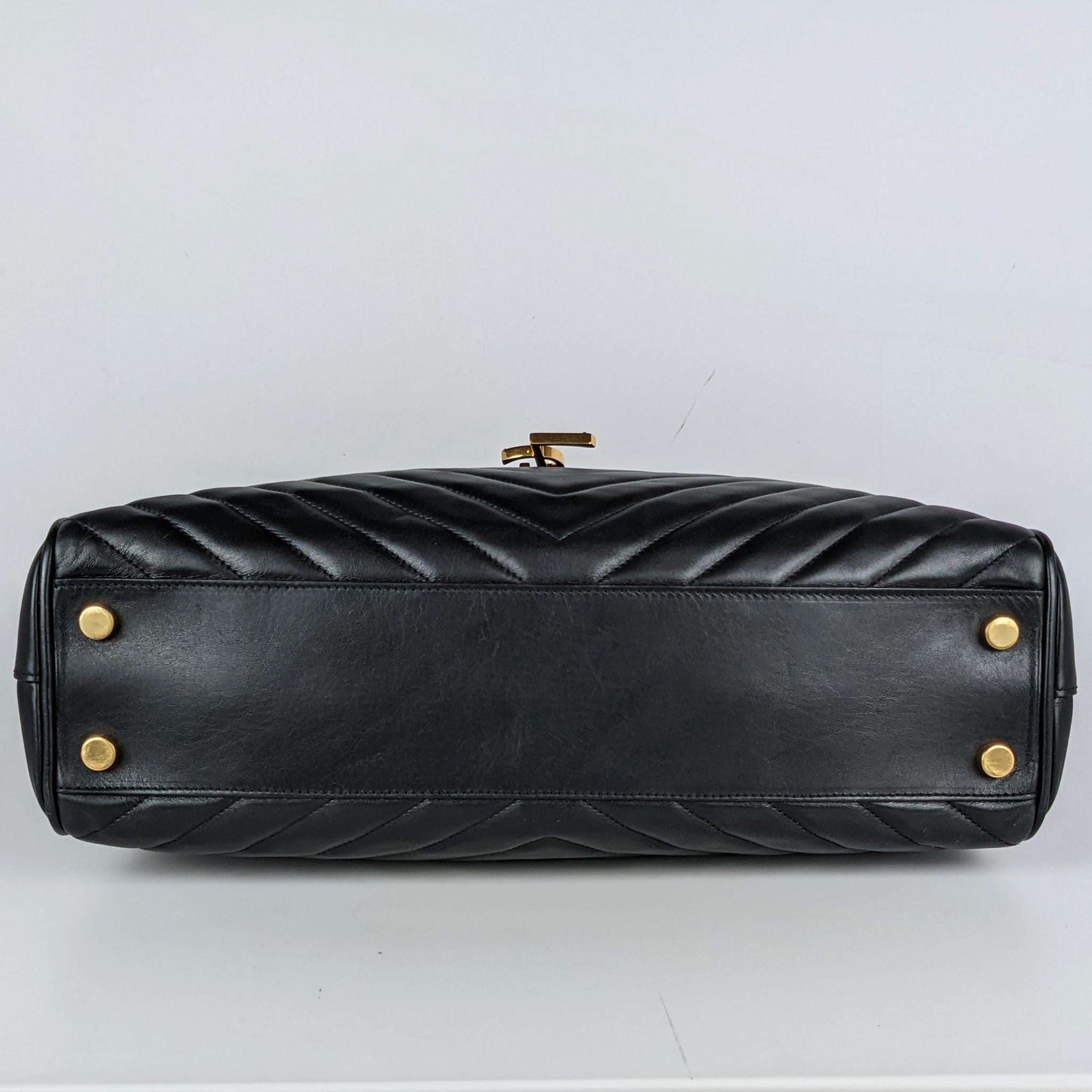 Saint Laurent Black Leather Monogram Matelasse Shopper Tote 1