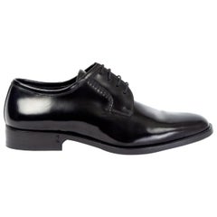 SAINT LAURENT black leather MONTAIGNE Derby Flats Shoes 38.5