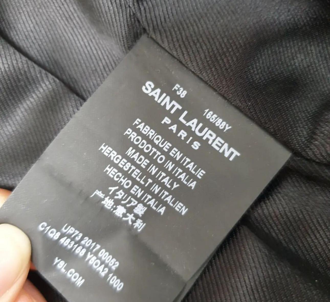 Saint Laurent Black Leather Moto Jacket For Sale 3