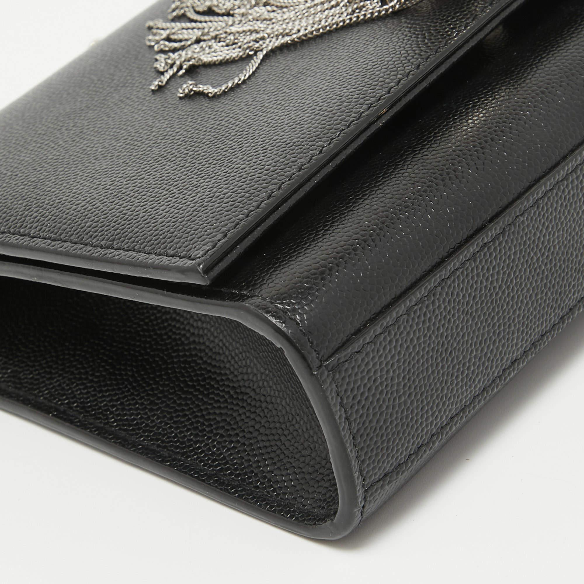 Saint Laurent Black Leather New Small Kate Wallet on Chain For Sale 1