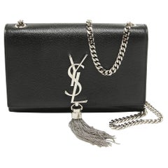 Used Saint Laurent Black Leather New Small Kate Wallet on Chain