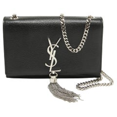 Saint Laurent Noir Cuir New Small Kate Wallet on Chain