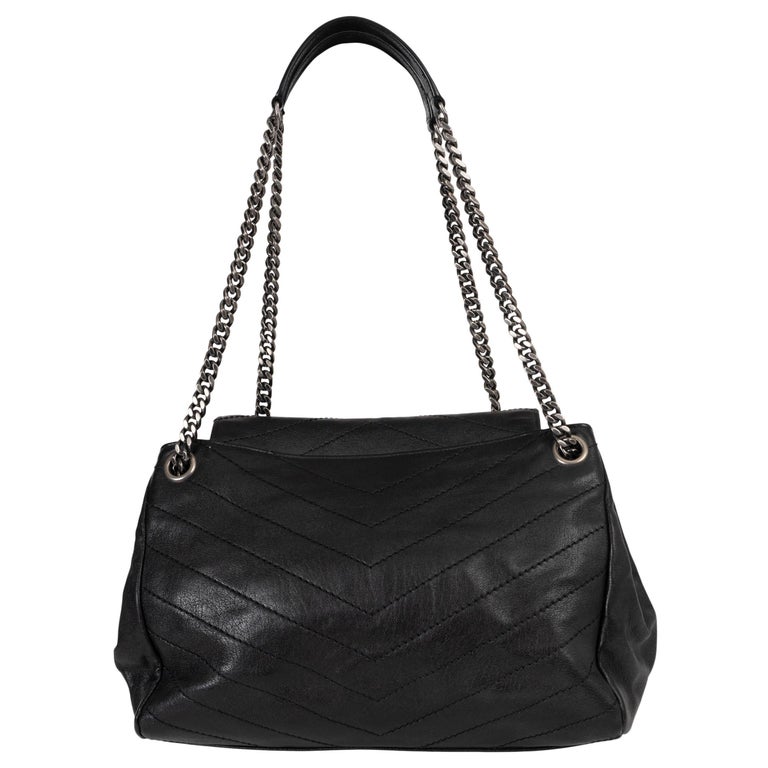 SAINT LAURENT black leather NOLITA MEDIUM MONOGRAM Shoulder Bag