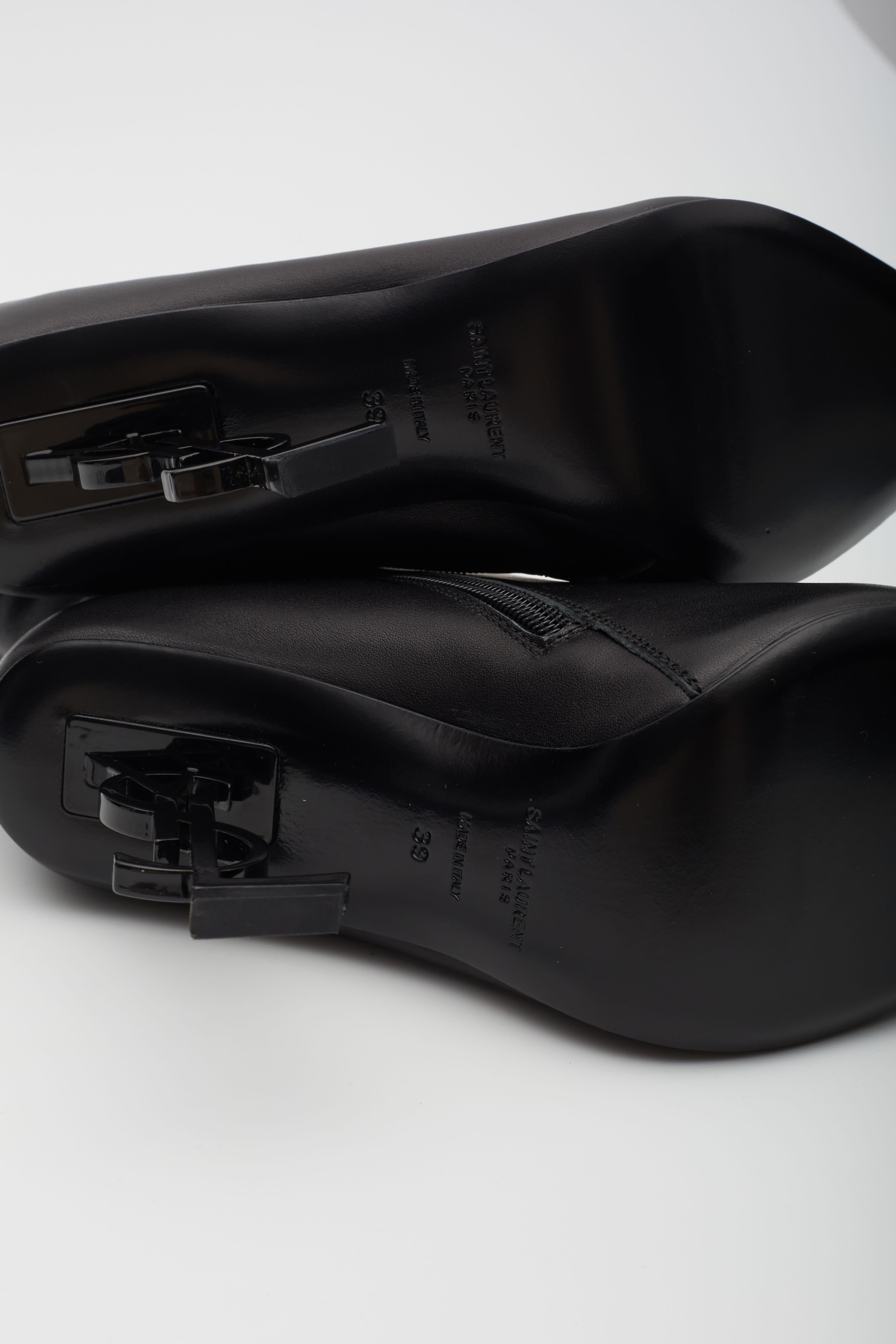 Saint Laurent Black Leather Opyum 100 Ankle Boots  EU 39 For Sale 5