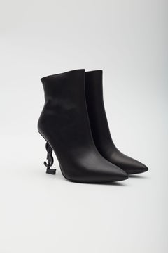 Saint Laurent Black Leather Opyum 100 Ankle Boots  EU 39