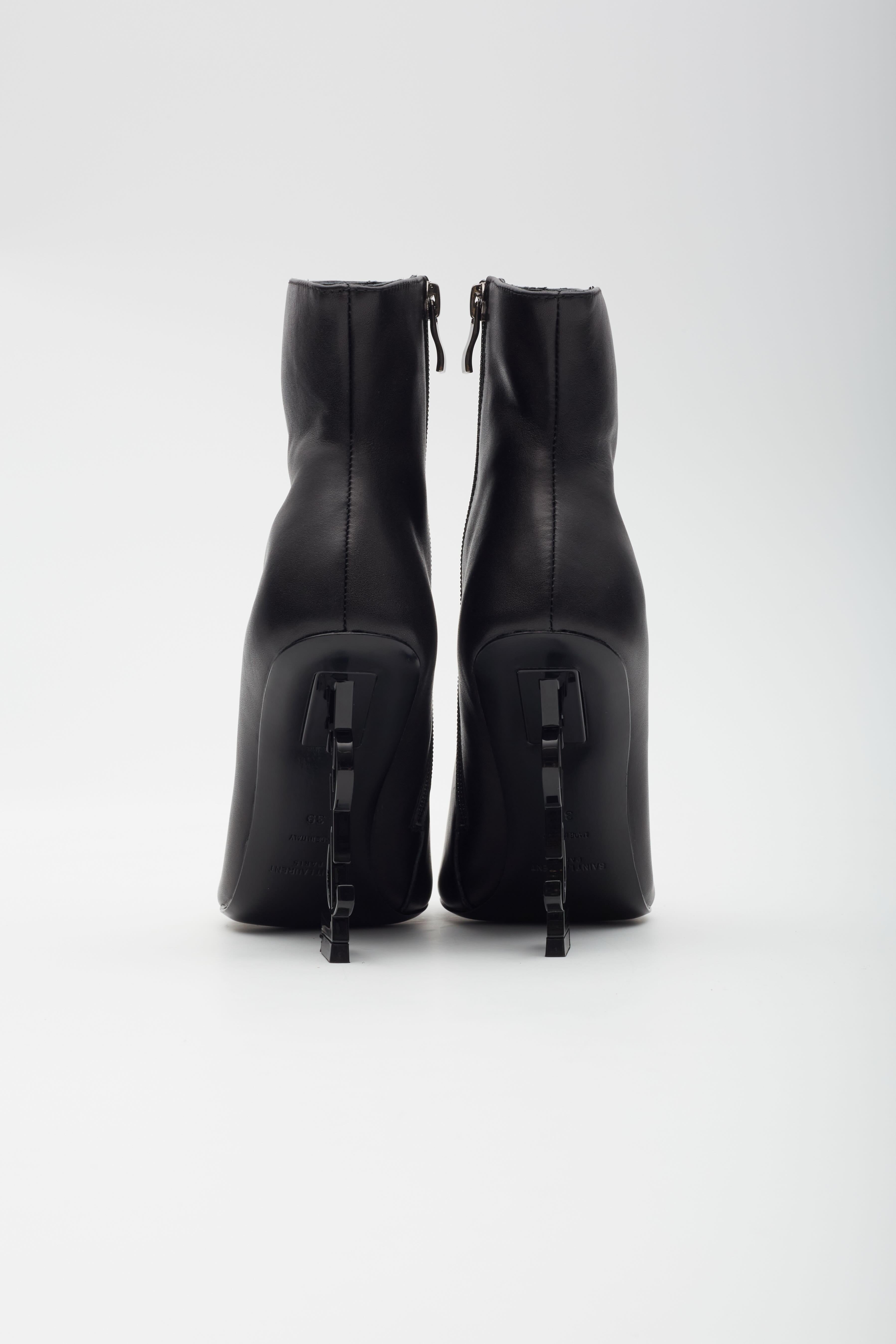 Saint Laurent Black Leather Opyum 100 Ankle Boots  EU 39 For Sale 1