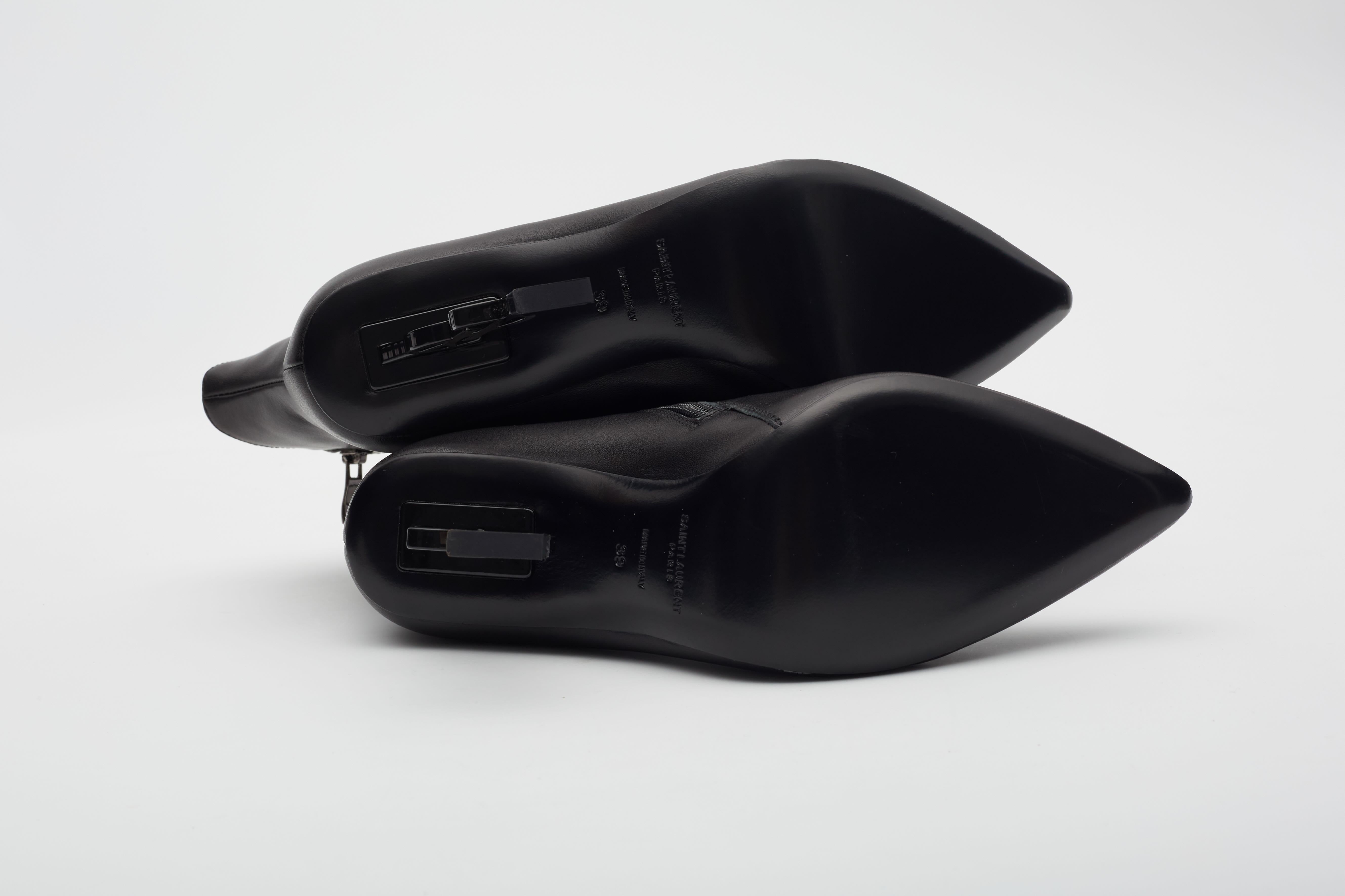 Saint Laurent Black Leather Opyum 100 Ankle Boots  EU 39 For Sale 3