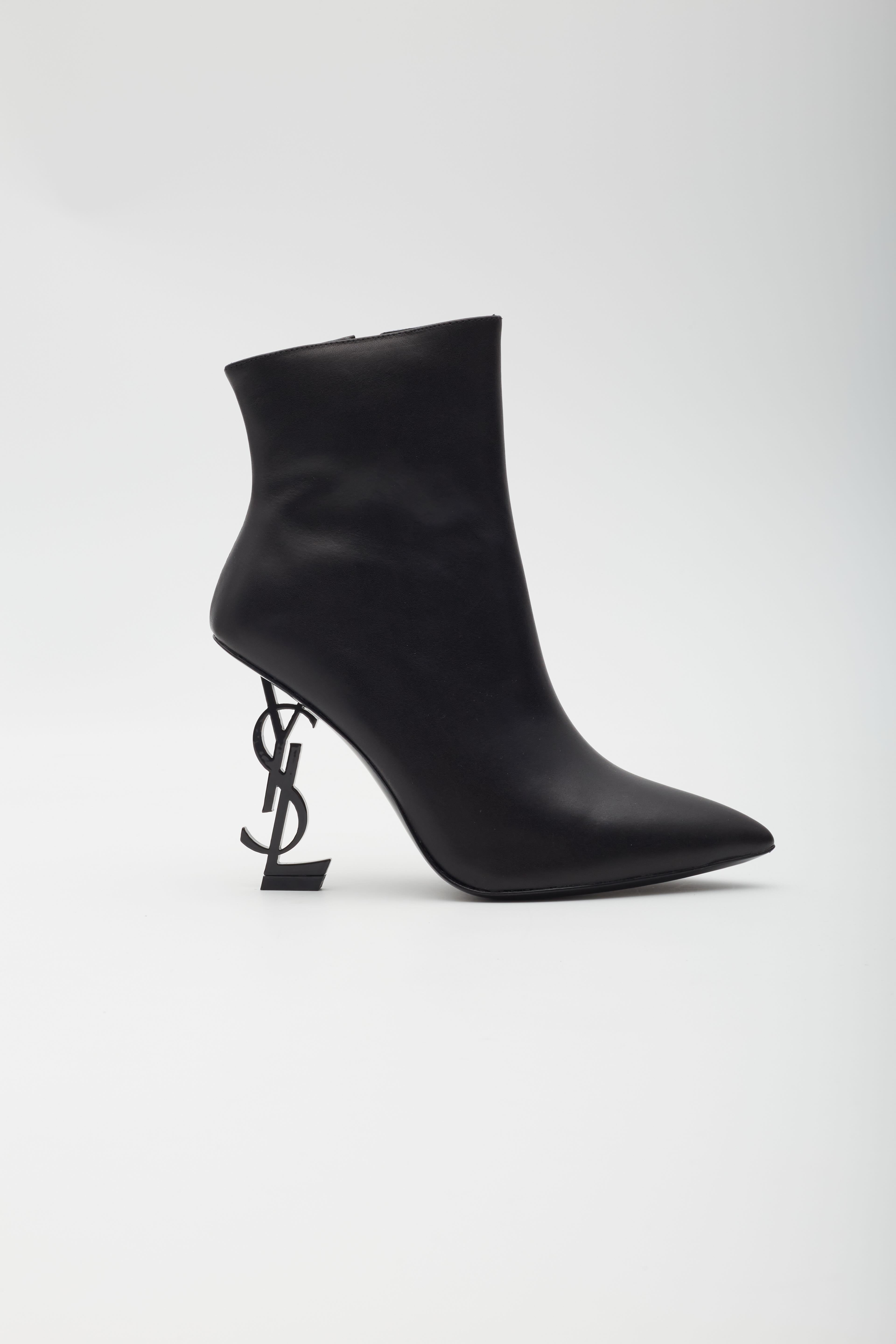 Saint Laurent Black Leather Opyum 100 Ankle Boots  EU 40 For Sale 4