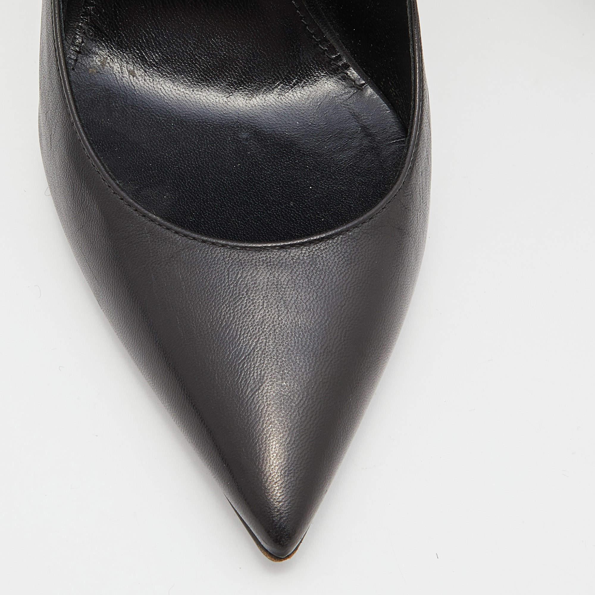 Saint Laurent Black Leather Opyum Pointed Toe Pumps Size 36 2
