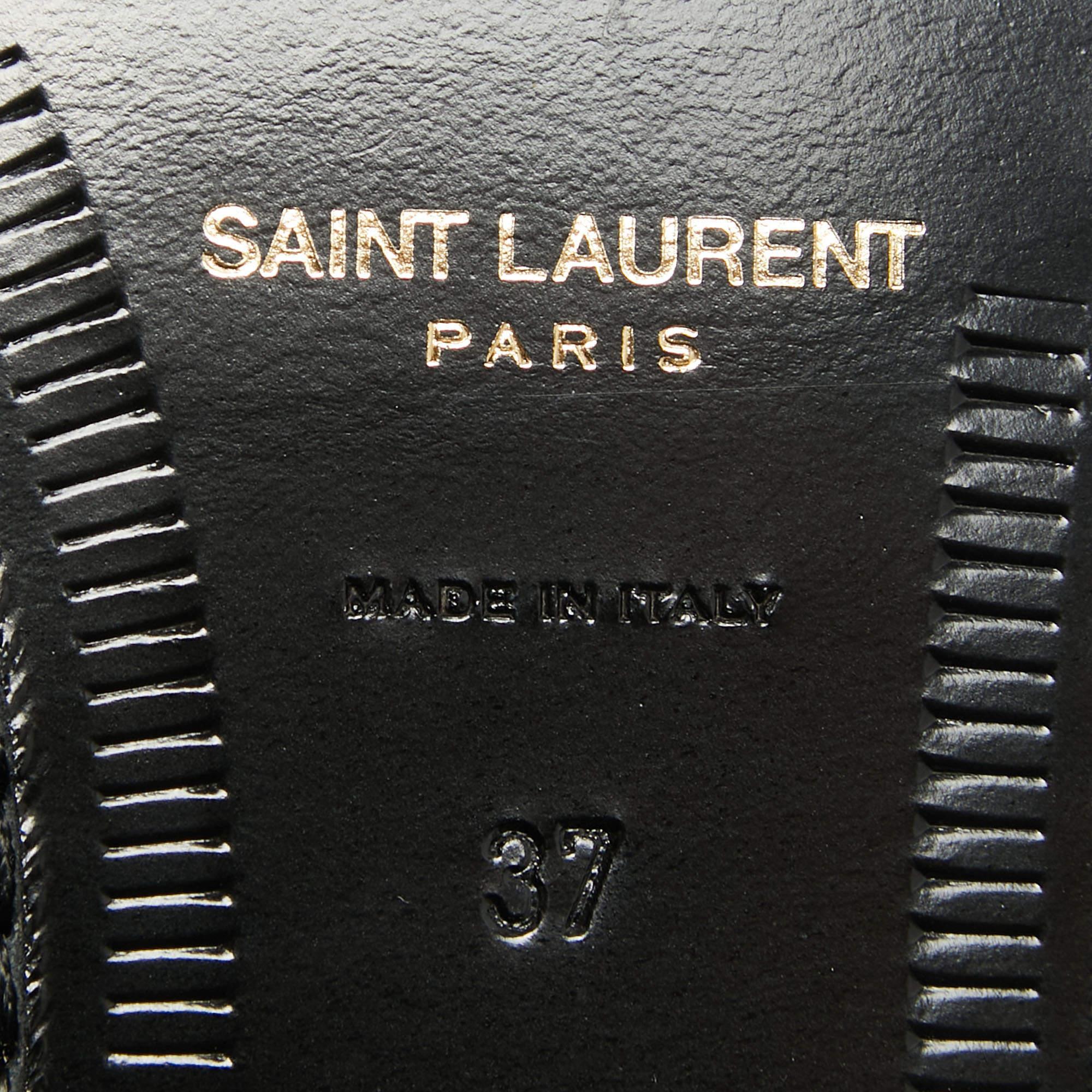 Saint Laurent Black Leather Penny Loafers Size 37 2