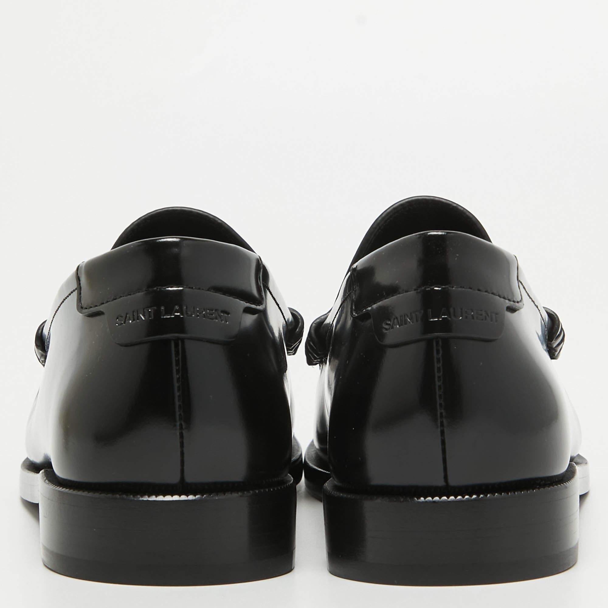 Saint Laurent Black Leather Penny Loafers Size 37 3