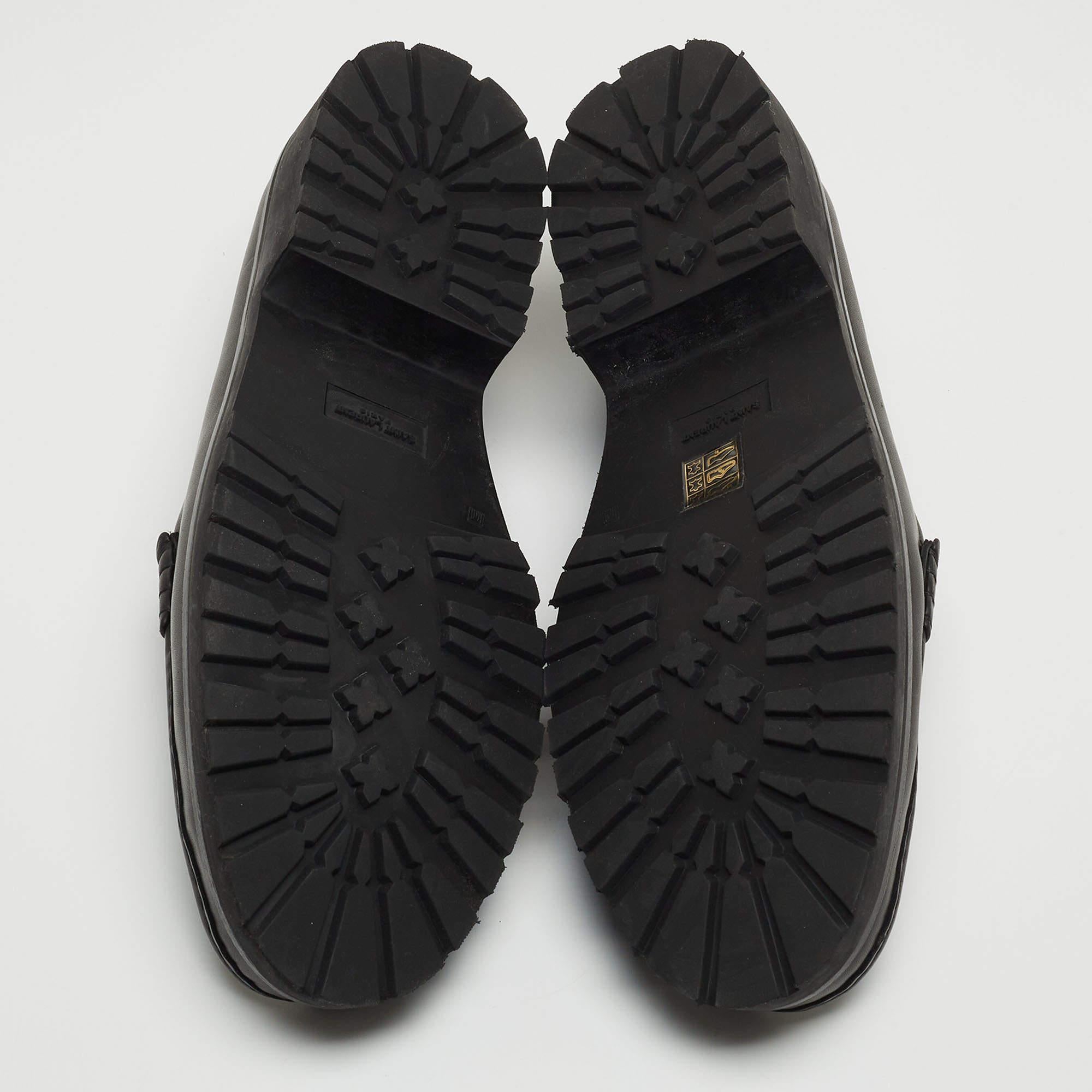 Saint Laurent Black Leather Penny Slip On Loafers Size 46 2