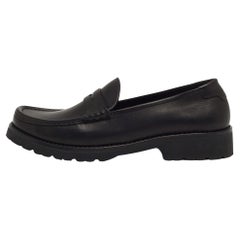 Saint Laurent Black Leather Penny Slip On Loafers Size 46