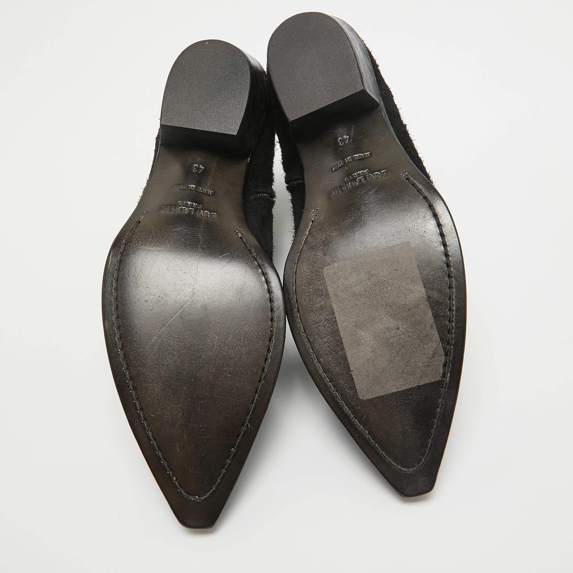 Saint Laurent Black Leather Pointed Toe Boots Size 43 2