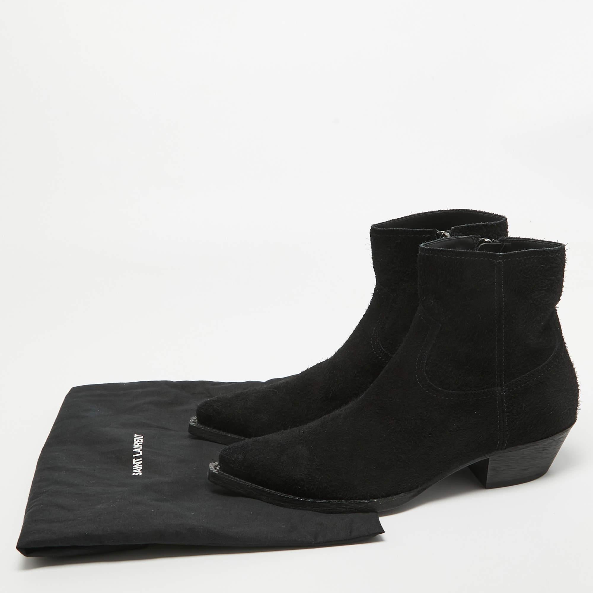 Saint Laurent Black Leather Pointed Toe Boots Size 43 For Sale 5