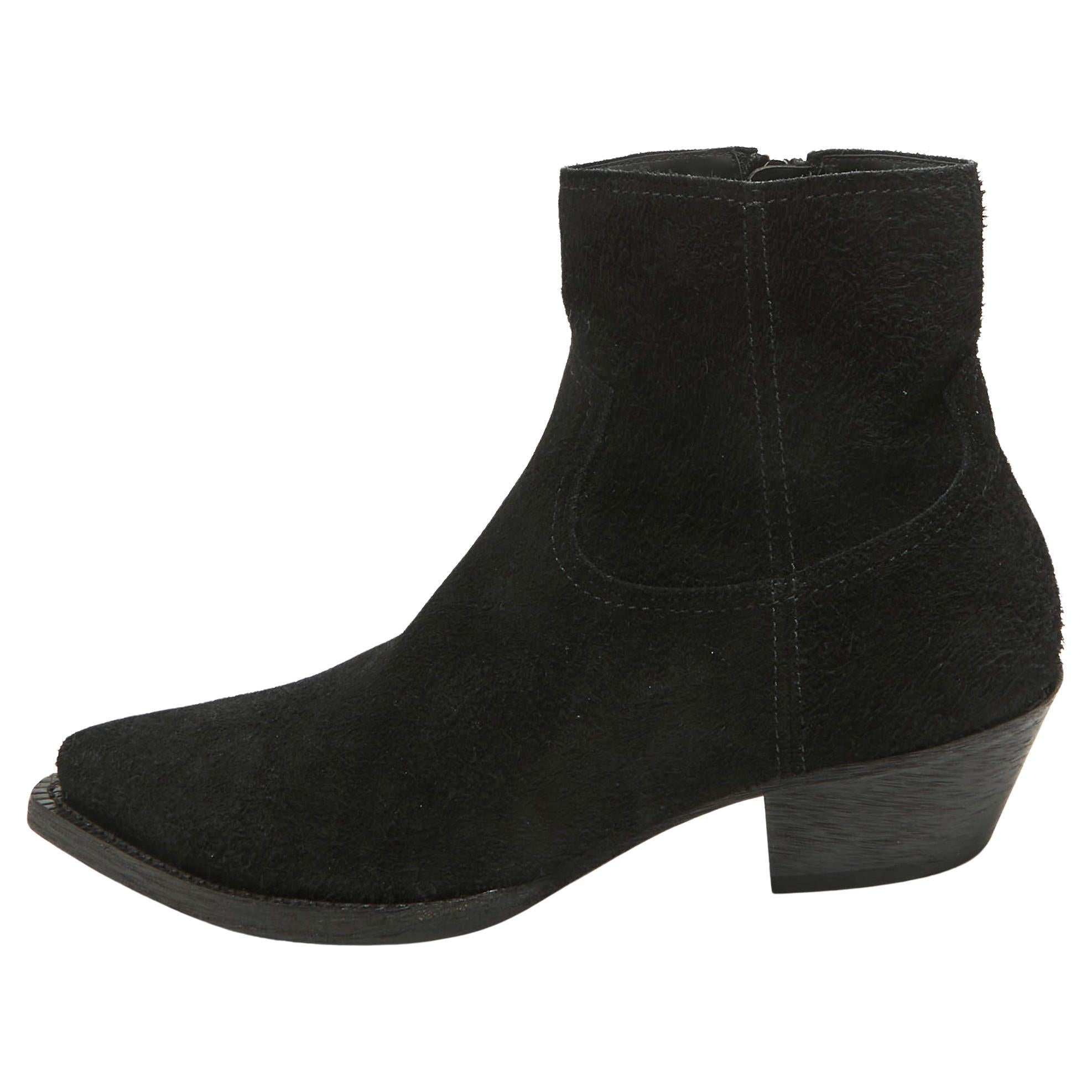 Saint Laurent Black Leather Pointed Toe Boots Size 43