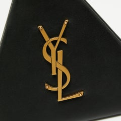 Saint Laurent Black Leather Pyramid Box Wristlet Clutch