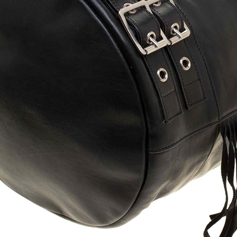 Saint Laurent Black Leather Rider Bucket Bag 4