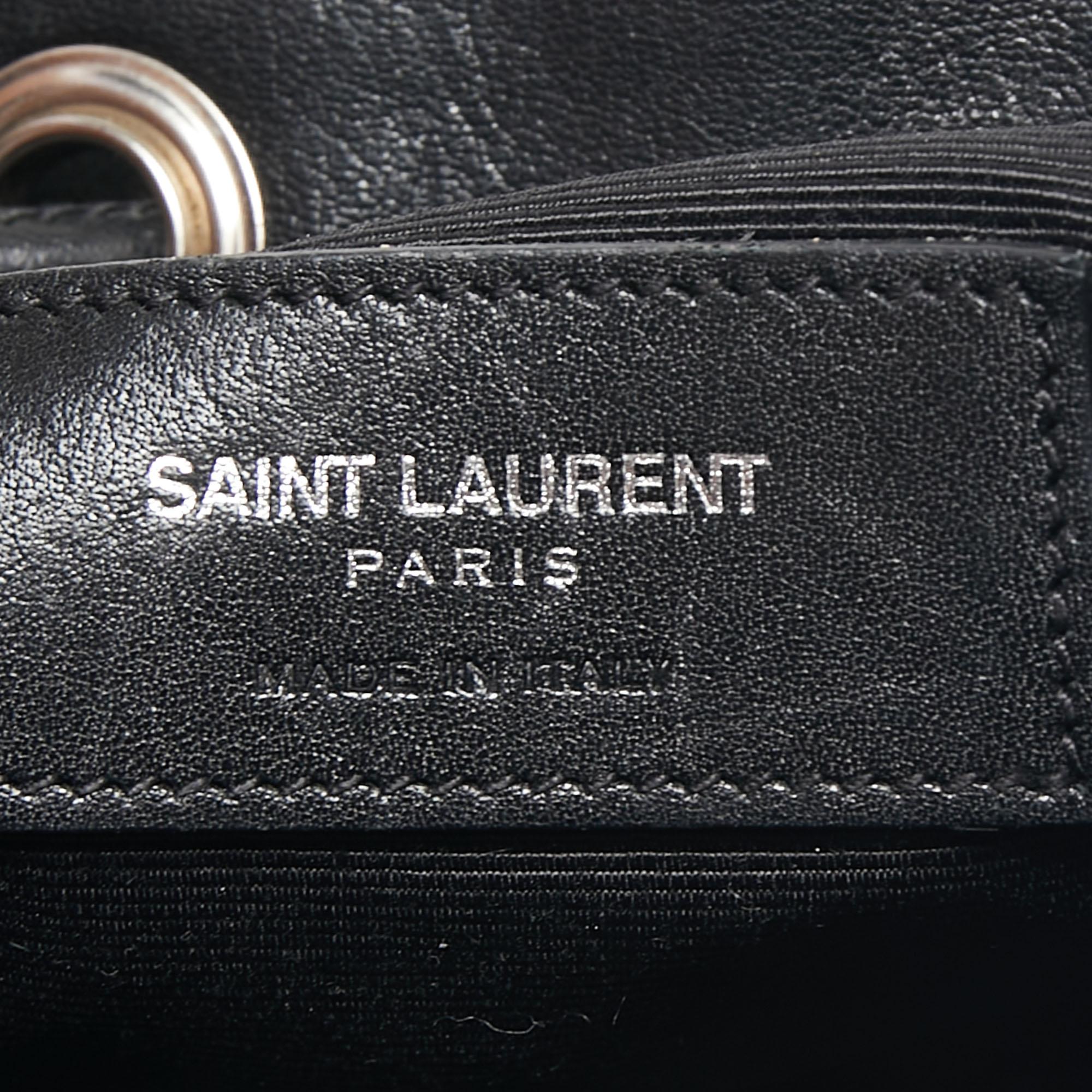 Saint Laurent Black Leather Rider Bucket Bag 3