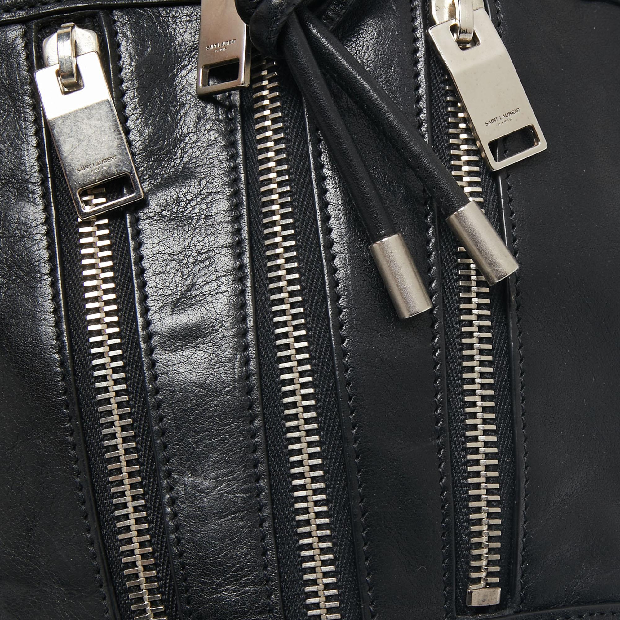 Saint Laurent Black Leather Rider Bucket Bag 4